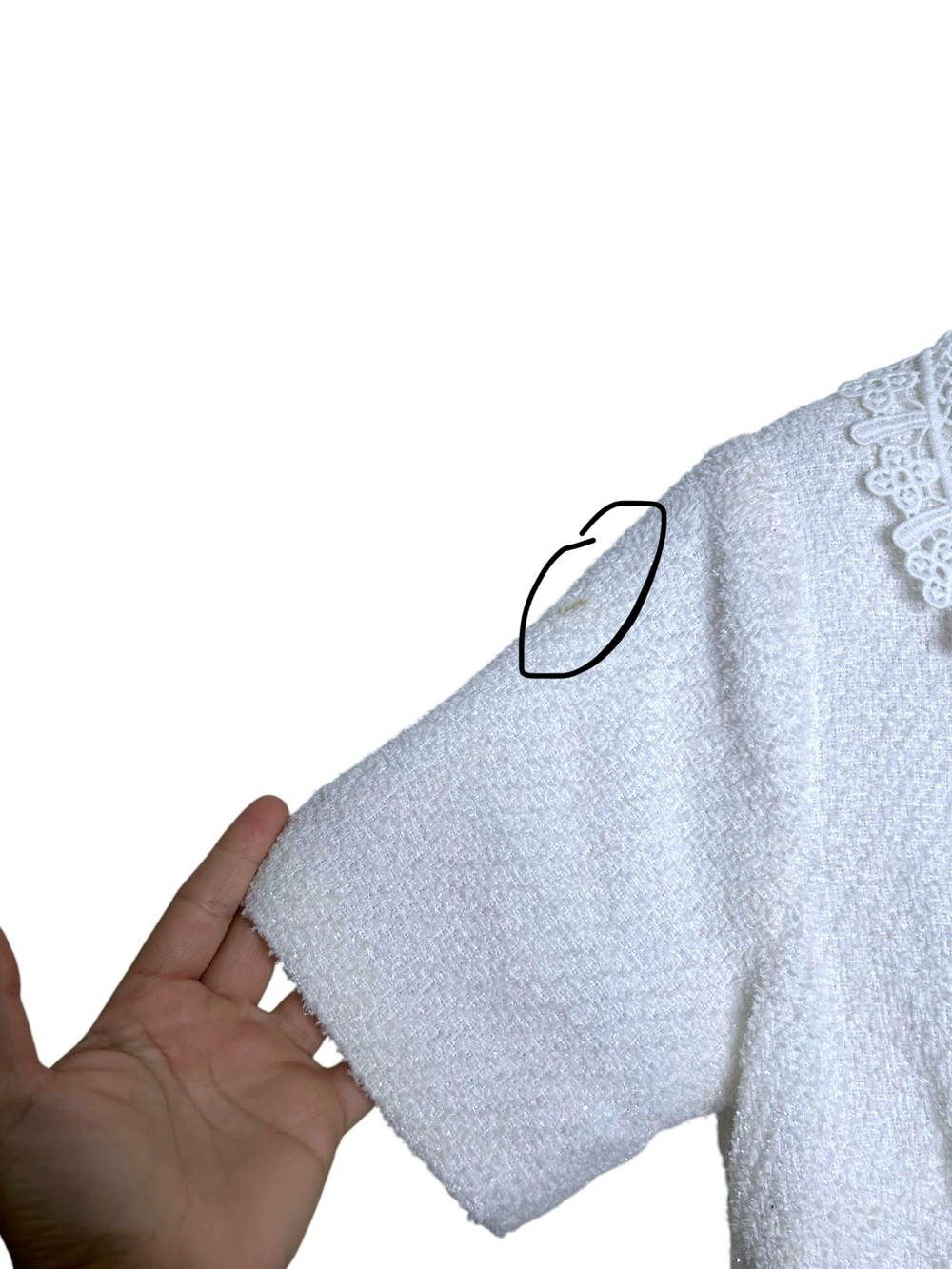 Alexia Admor Grady Ivory Boucle Tweed Rhinestone Button-Down Lace Detail Dress 6 - Picture 11 of 11